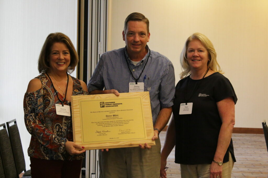 The Board recognized Donny White for his service as SFPA?s Chairman of the Board and presented him with a plaque and gift.